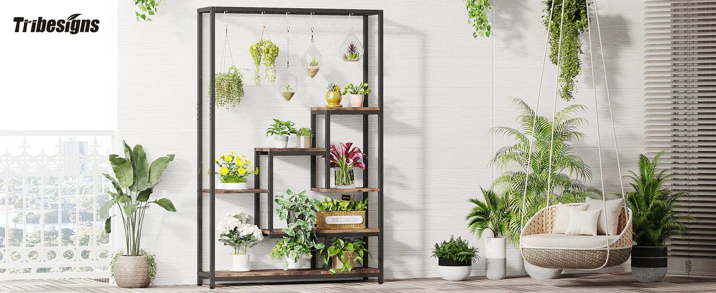 DecorBites™ Modern 5-Tier Tall Metal Plant Stand