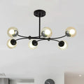 DecorBites™ Modern 6-Head Black Glass Sphere Shade Buffet Chandelier for Stylish Island Lighting