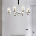 DecorBites™ Modern 6-Head Clear Glass Candle Chandelier: Chrome Ceiling Pendant Fixture with Adjustable Chain