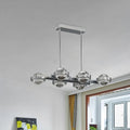 DecorBites™ Modern 6-Head LED Island Lamp with Chrome/Gold Finish & Seedy Crystal Ball - Perfect Over Dining Table Lighting