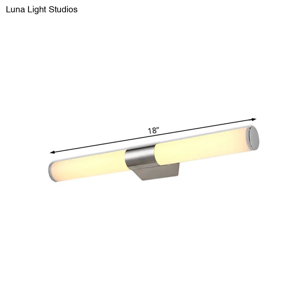 DecorBites™ Modern Acrylic Cylinder Vanity Wall Light - 16"/18" Silver LED Wall Mount - Warm/White Light
