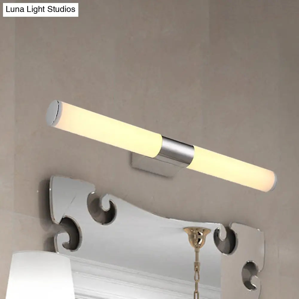 DecorBites™ Modern Acrylic Cylinder Vanity Wall Light - 16"/18" Silver LED Wall Mount - Warm/White Light