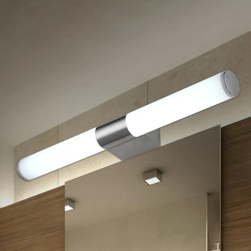 DecorBites™ Modern Acrylic Cylinder Vanity Wall Light - 16"/18" Silver LED Wall Mount - Warm/White Light