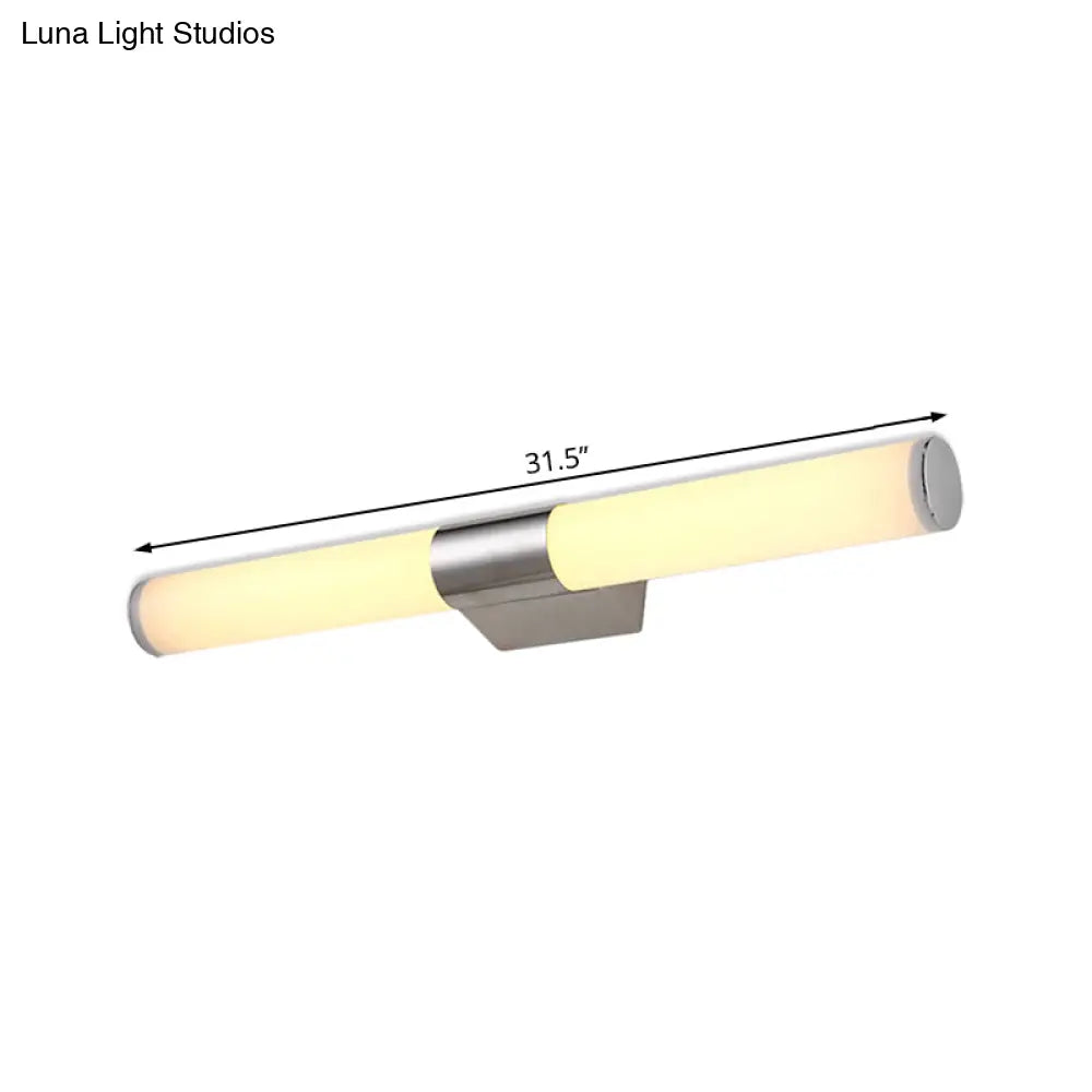DecorBites™ Modern Acrylic Cylinder Vanity Wall Light - 16"/18" Silver LED Wall Mount - Warm/White Light