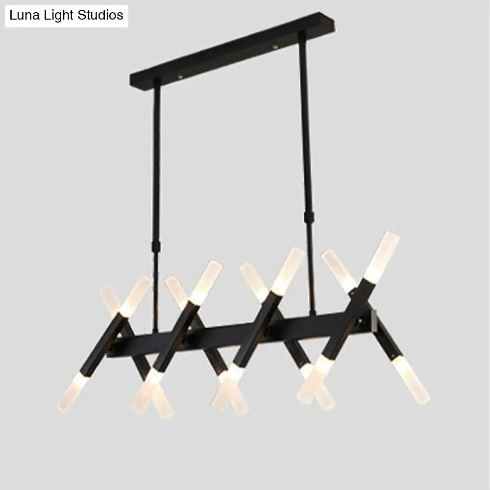 DecorBites™ Modern Acrylic Tube Island Pendant Light - 16/20 Lights - Black/White/Gold - Dining Room Ceiling Lighting