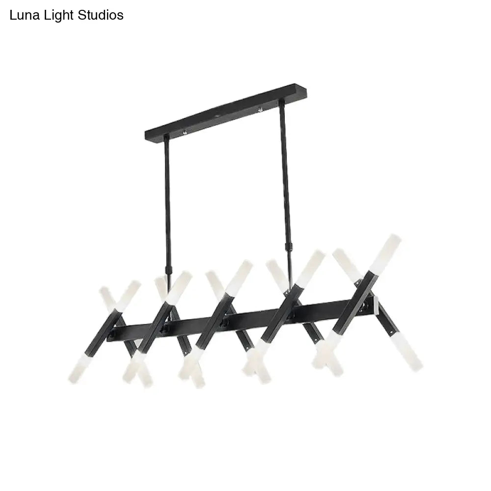 DecorBites™ Modern Acrylic Tube Island Pendant Light - 16/20 Lights - Black/White/Gold - Dining Room Ceiling Lighting