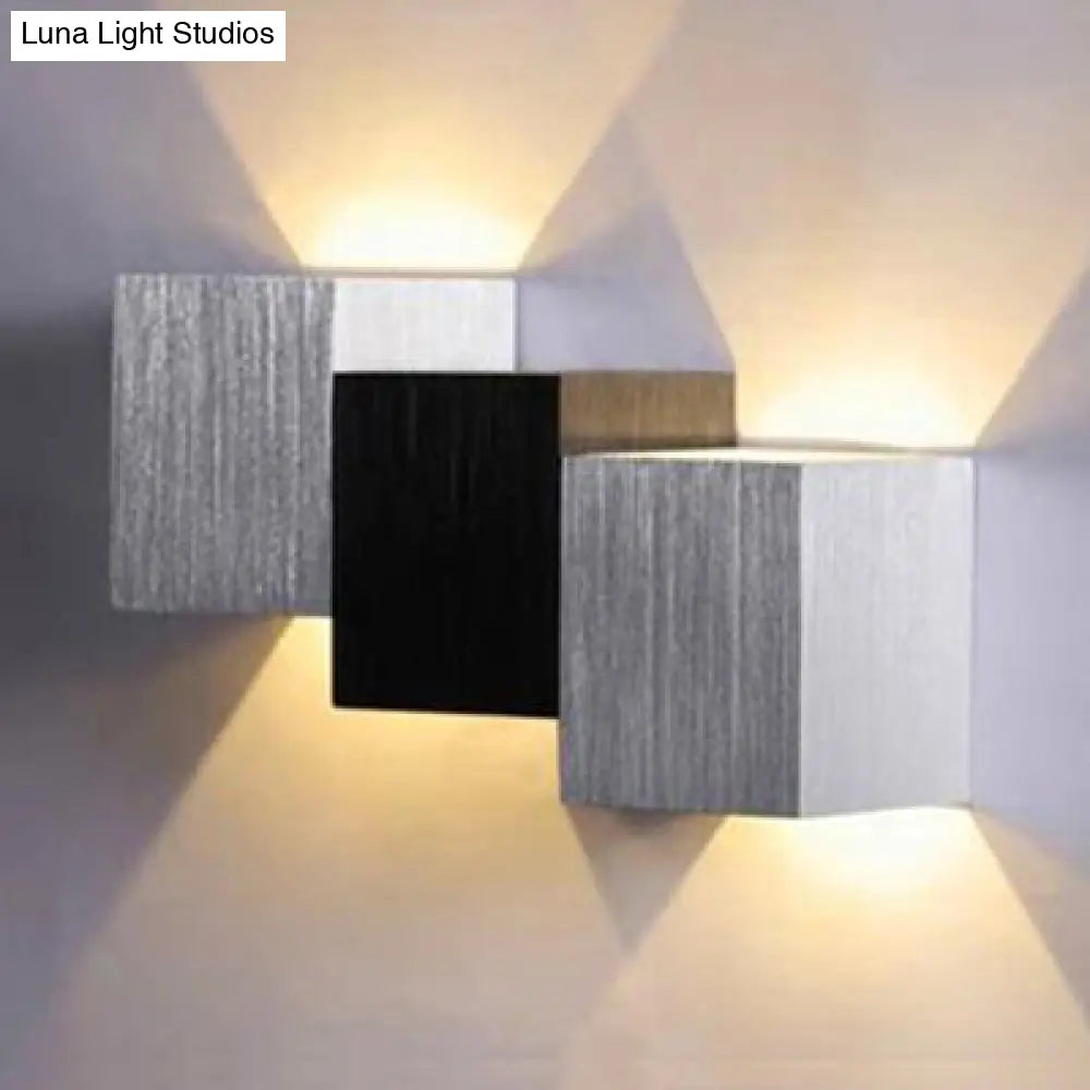 DecorBites™ Modern Aluminum LED Wall Sconce in Gray for Porch - Cubic Design, Warm/White Lighting