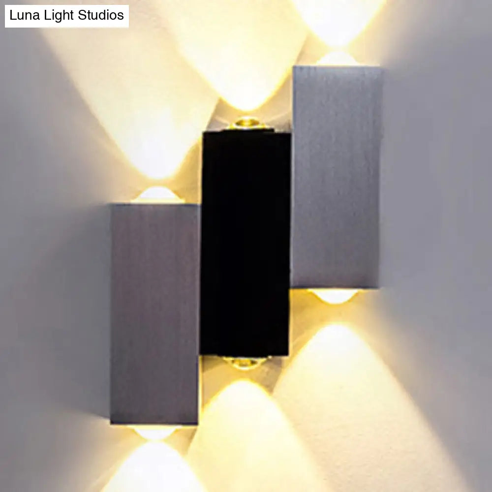 DecorBites™ Modern Aluminum LED Wall Sconce in Gray for Porch - Cubic Design, Warm/White Lighting