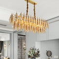DecorBites™ Modern Amber Crystal Oval Island Lamp - 6 Heads Dining Room Hanging Light Fixture