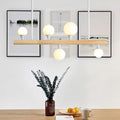 DecorBites™ Modern Asian Inspired Hanging Island Lamp with LED Lights - Beige Wood Finish - Ideal for Dining Room