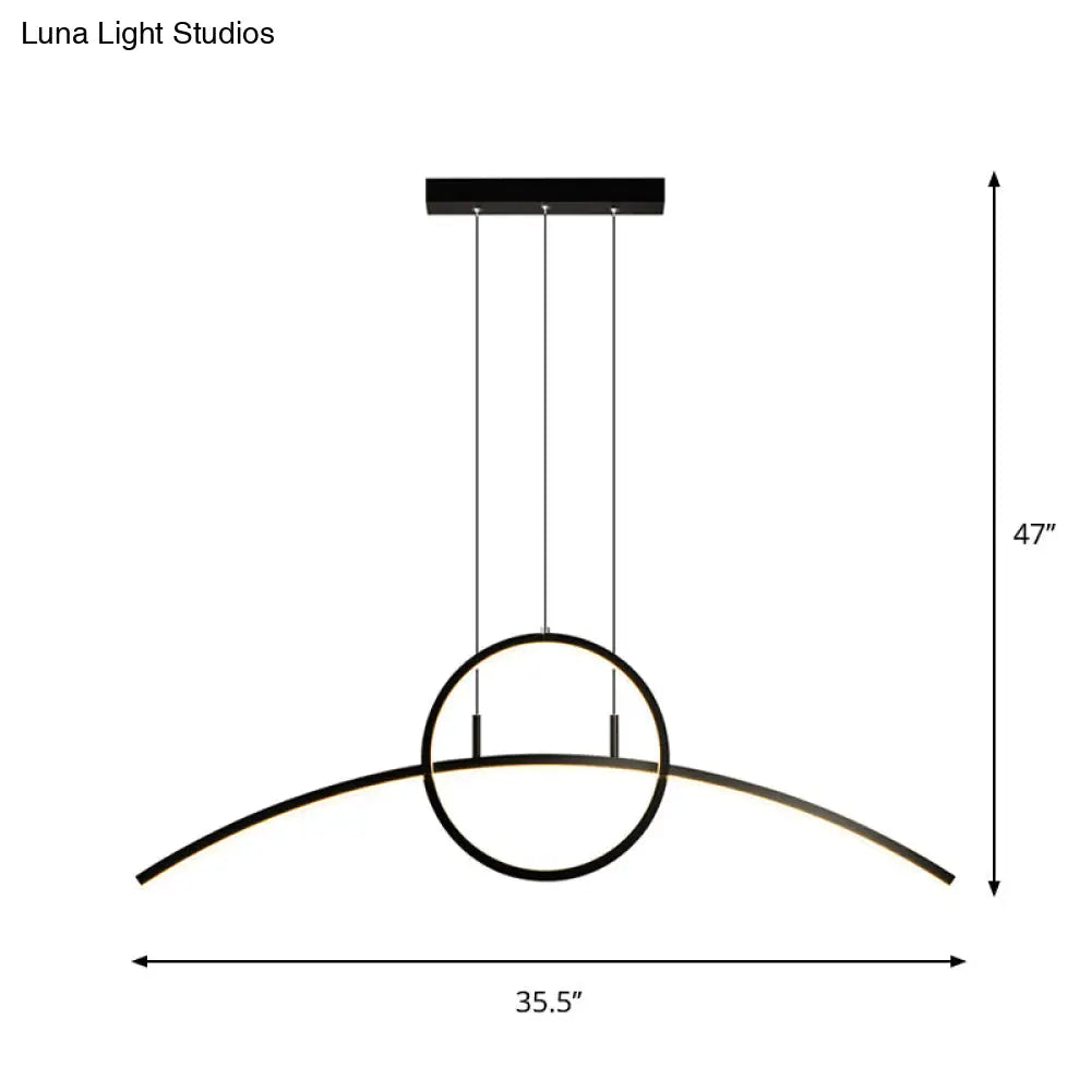 DecorBites™ Modern Black Aluminum Arch Chandelier: LED Island Lamp with Ringed Design