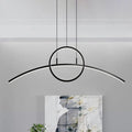 DecorBites™ Modern Black Aluminum Arch Chandelier: LED Island Lamp with Ringed Design