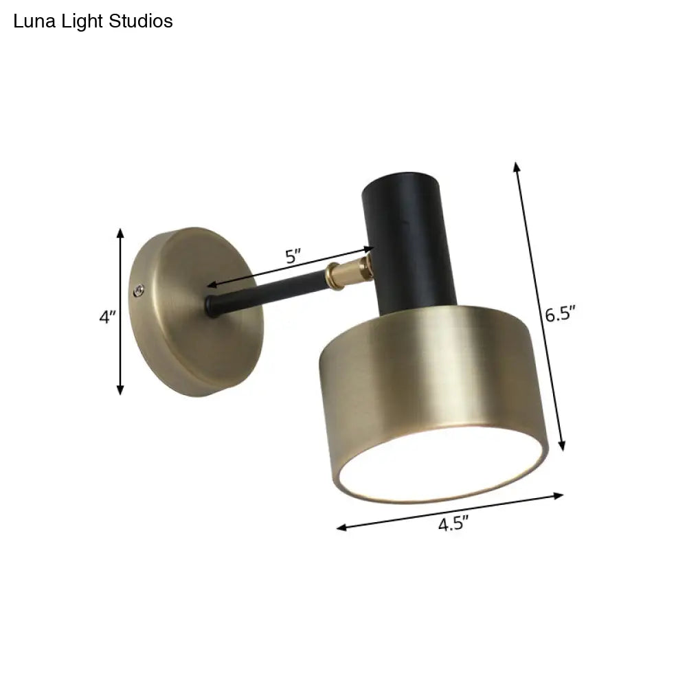 DecorBites™ Modern Black and Gold Cylinder Sconce: Metal Wall Lighting Fixture for Living Room