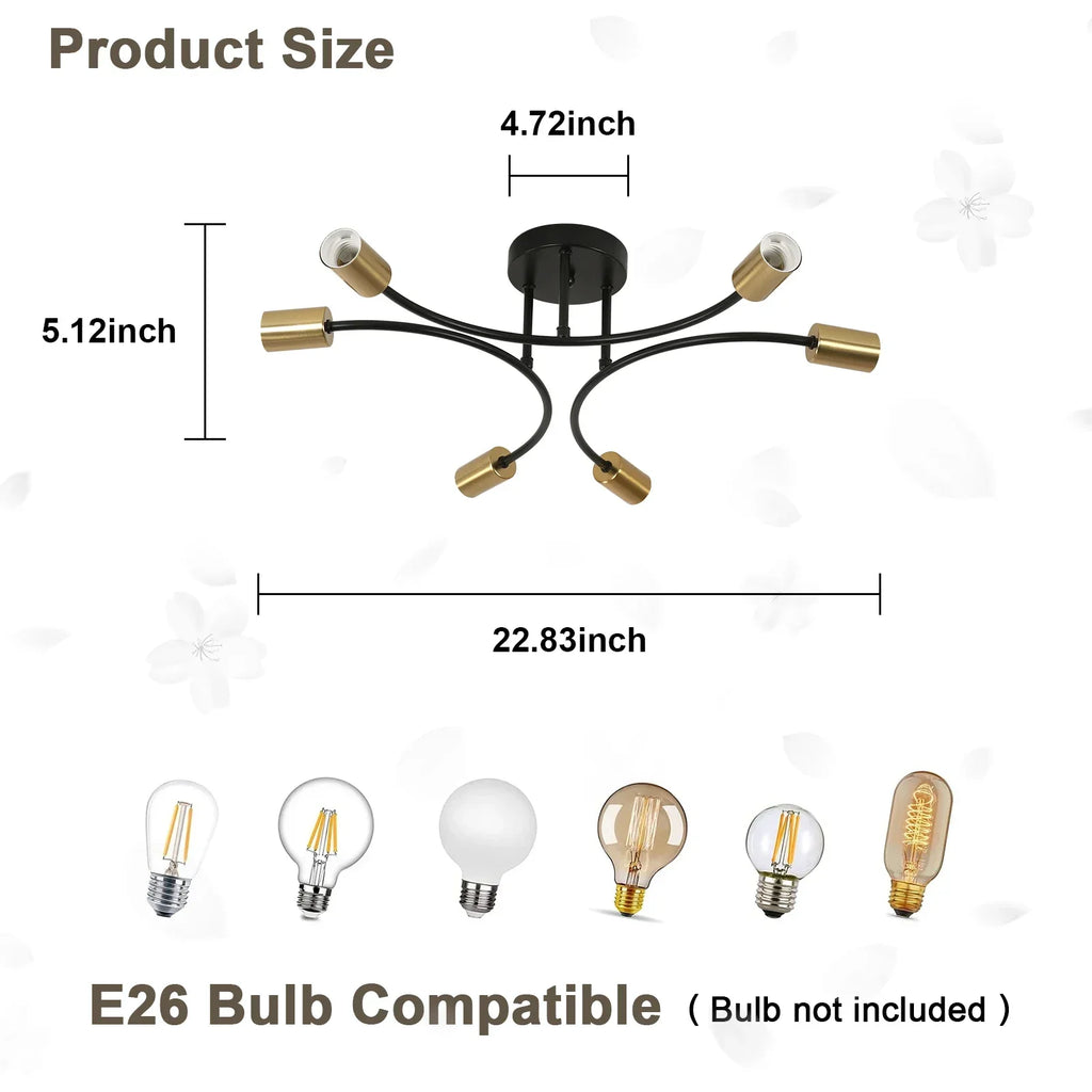 DecorBites™ Modern Black and Gold Sputnik Chandelier