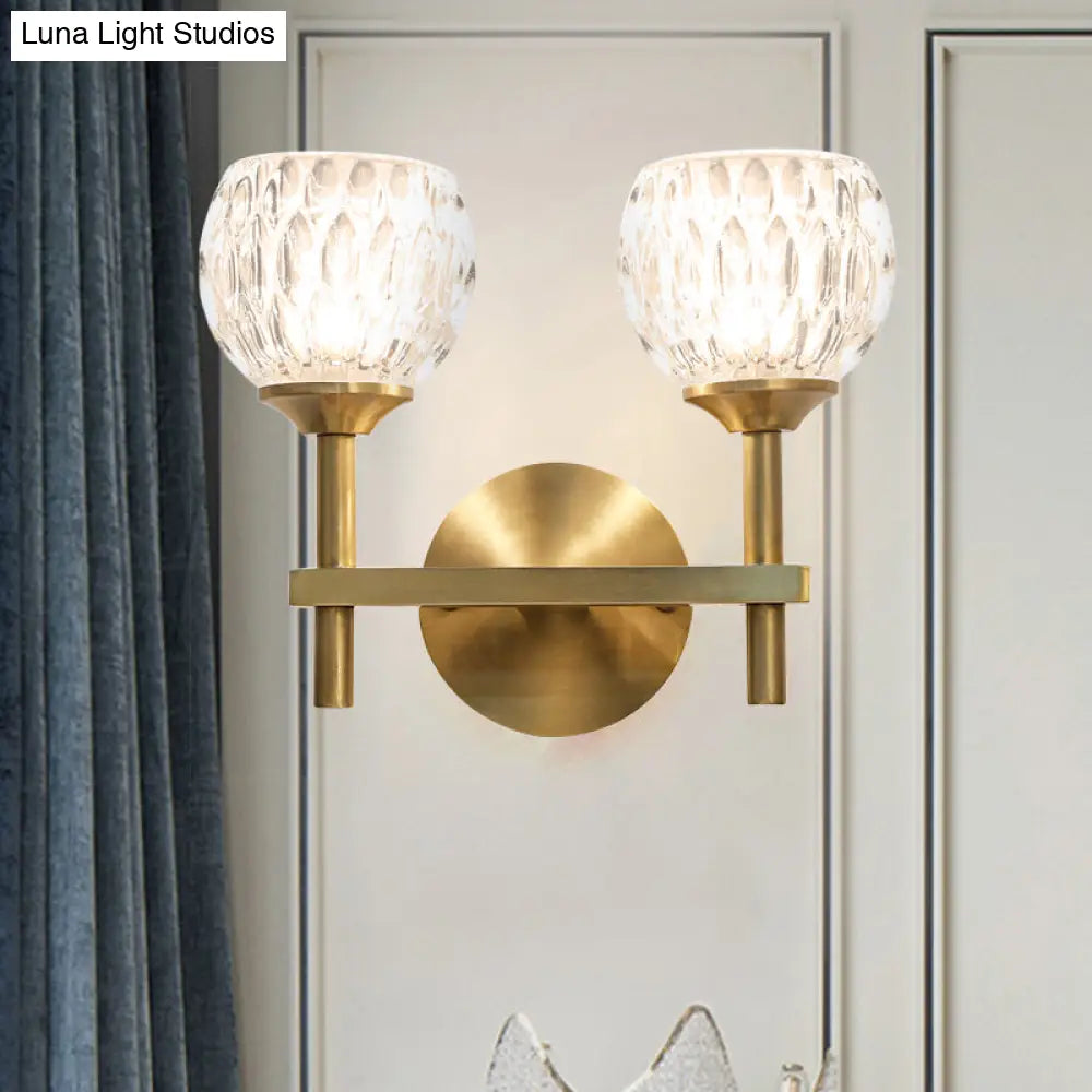 DecorBites™ Modern Black and Gold Wall Light with Clear Dimpled Glass for Living Room