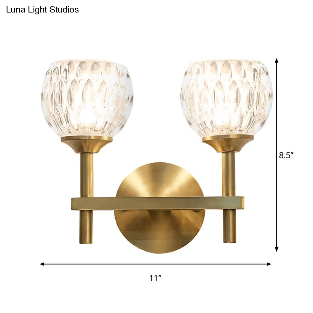 DecorBites™ Modern Black and Gold Wall Light with Clear Dimpled Glass for Living Room