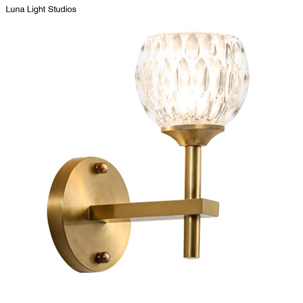 DecorBites™ Modern Black and Gold Wall Light with Clear Dimpled Glass for Living Room