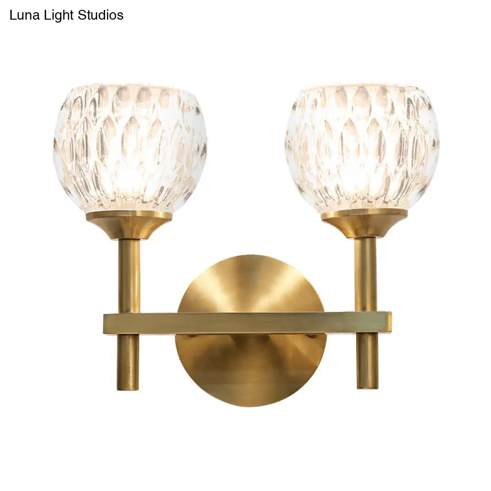 DecorBites™ Modern Black and Gold Wall Light with Clear Dimpled Glass for Living Room