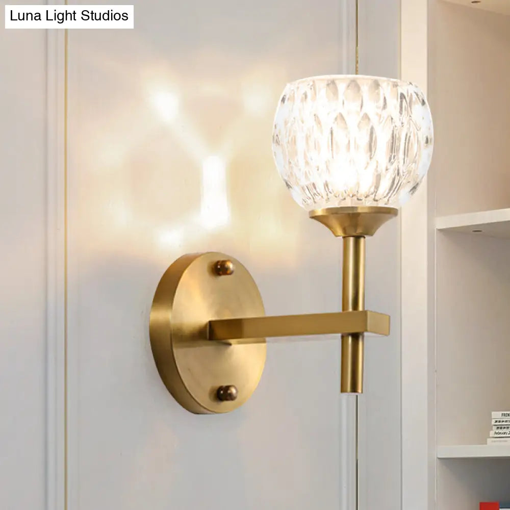 DecorBites™ Modern Black and Gold Wall Light with Clear Dimpled Glass for Living Room