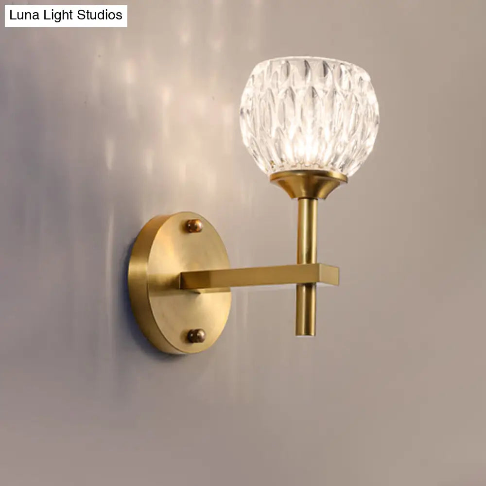 DecorBites™ Modern Black and Gold Wall Light with Clear Dimpled Glass for Living Room