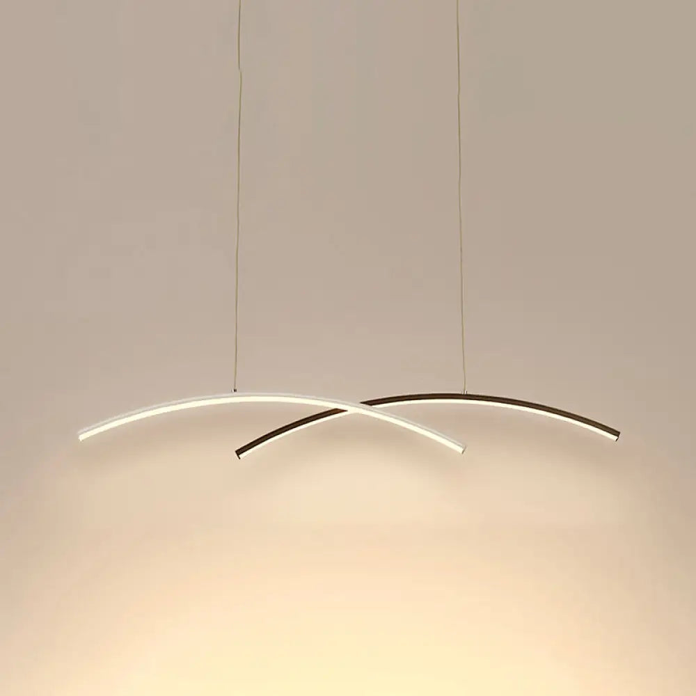 DecorBites™ Modern Black and White Arc Ceiling LED Island Light for Living Room