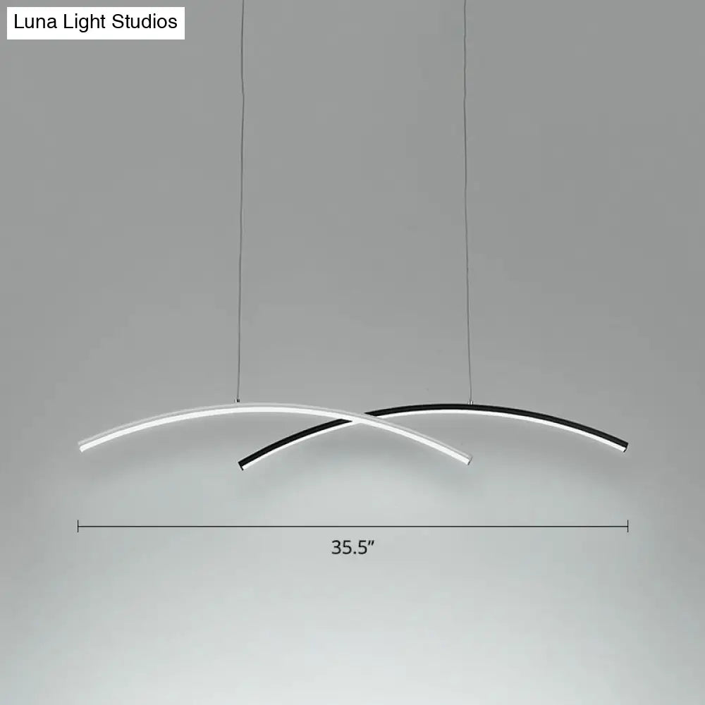 DecorBites™ Modern Black and White Arc Ceiling LED Island Light for Living Room