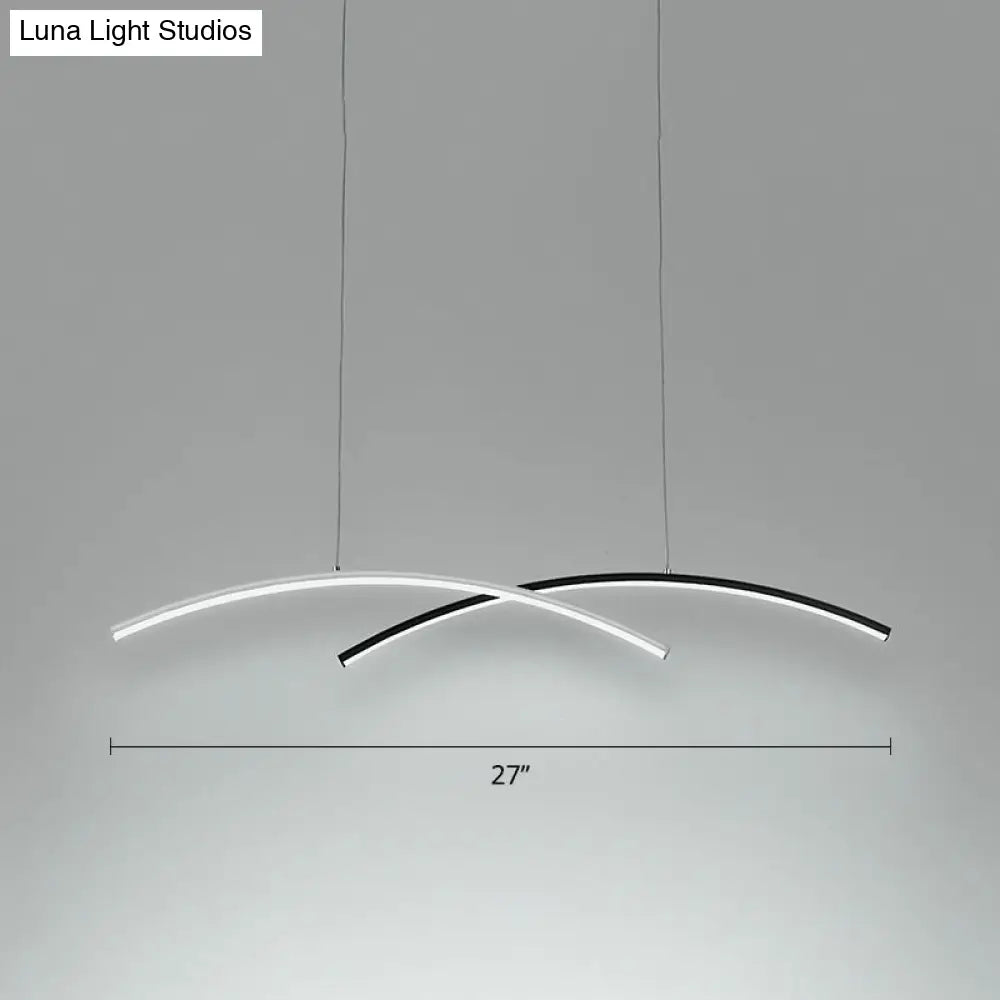 DecorBites™ Modern Black and White Arc Ceiling LED Island Light for Living Room