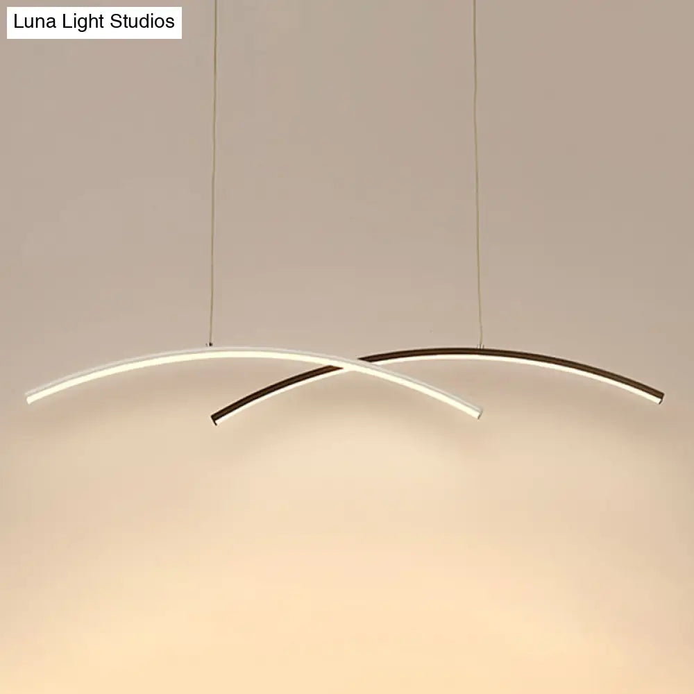 DecorBites™ Modern Black and White Arc Ceiling LED Island Light for Living Room