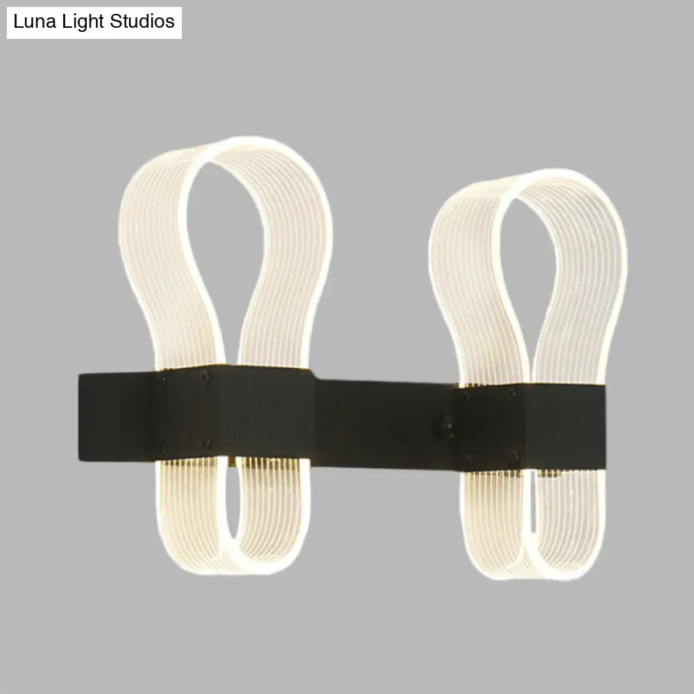DecorBites™ Modern Black Arc Ring Sconce Lighting with 2 Heads - LED Wall Lamp in Warm/White Light