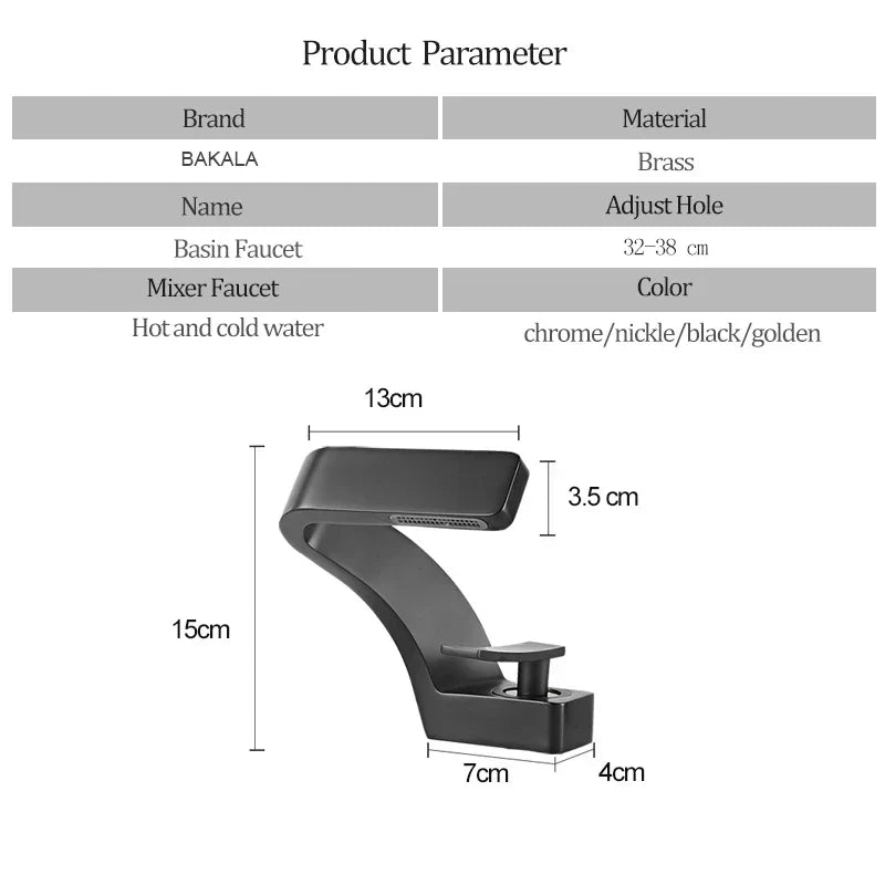 DecorBites™ Modern Black Bathroom Sink Faucet