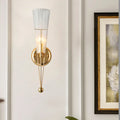 DecorBites™ Modern Black/Brass Torch Sconce with Clear Crystal Accent - Elegant 1-Light Wall Lamp