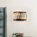DecorBites™ Modern Black Crystal Wall Sconce with 2 Bulbs - Surface Mounted Light Fixture
