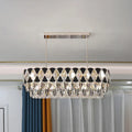 DecorBites™ Modern Black Finish Oval Island Chandelier with Clear Crystal Draping
