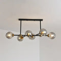 DecorBites™ Modern Black Glass Island Pendant Light with 6 Spherical Lights for Dining Table