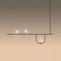 DecorBites™ Modern Black Glass Sphere Island Chandelier Light Fixture with Cream Accents - Ceiling Mounted Artistic Lighting