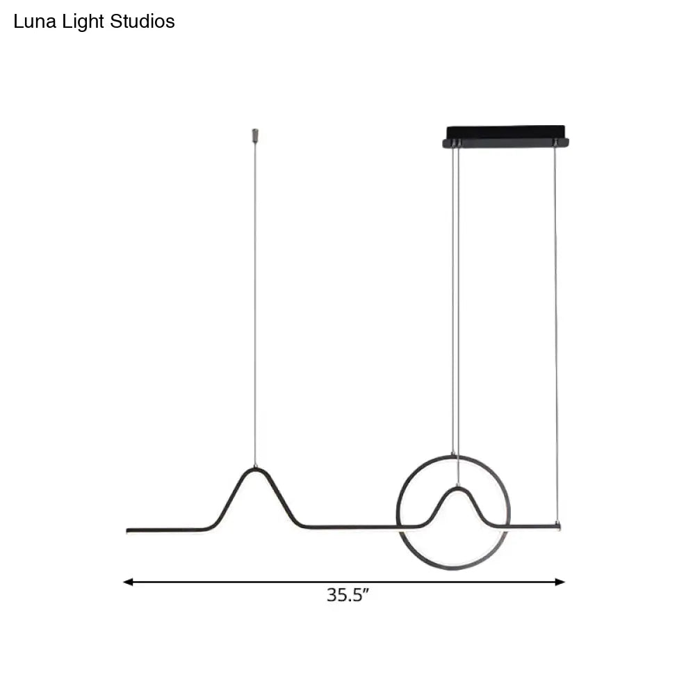 DecorBites™ Modern Black/Gold Aluminum Linear LED Island Lighting with Sun and Mountain Design - Warm/White Light