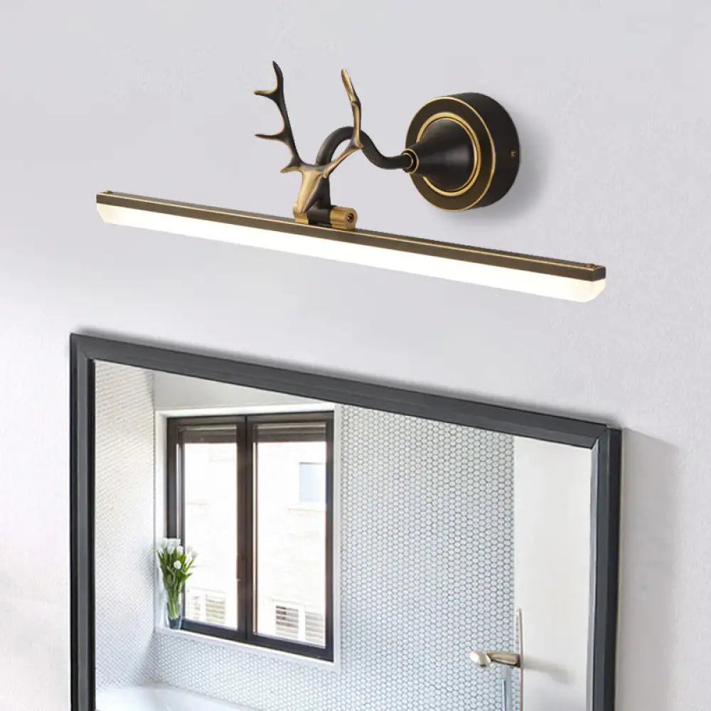 DecorBites™ Modern Black/Gold LED Vanity Lamp with Antler Arm and Acrylic Shade for Stylish Wall Lighting