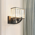 DecorBites™ Modern Black/Gold Rectangle Wall Mount Sconce Light with Clear Crystal for Bedroom - 7"/18" W