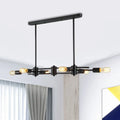 DecorBites™ Modern Black Hanging Chandelier: Restaurant Exposed Bulb Island Light, 6/8 Lights, Metallic Finish