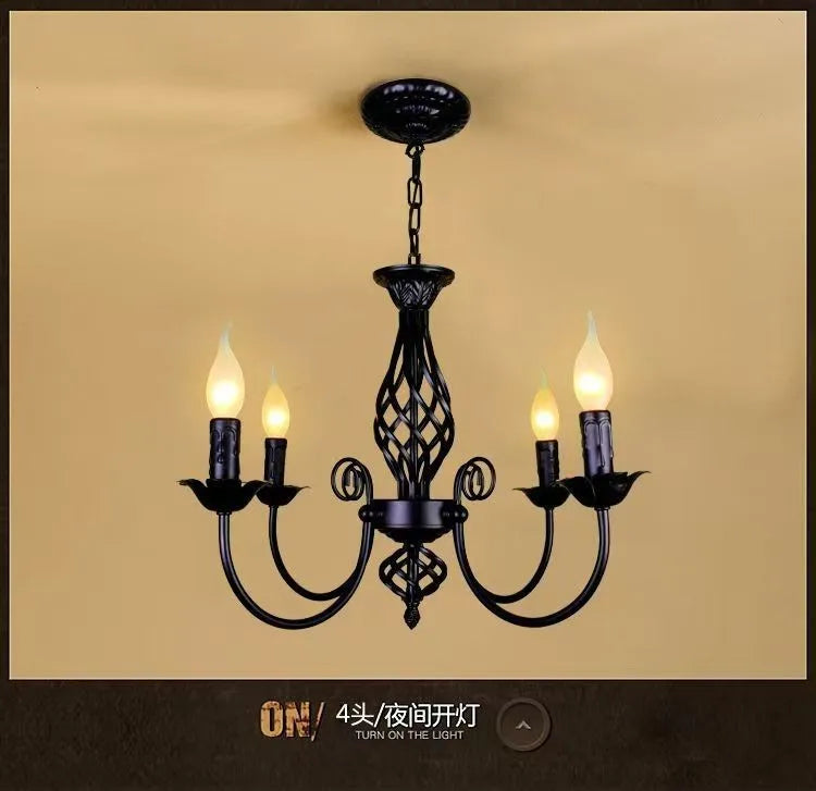DecorBites™ Modern Black Iron Chandelier for Living Room
