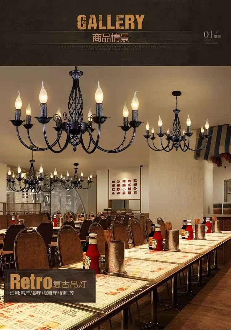 DecorBites™ Modern Black Iron Chandelier for Living Room