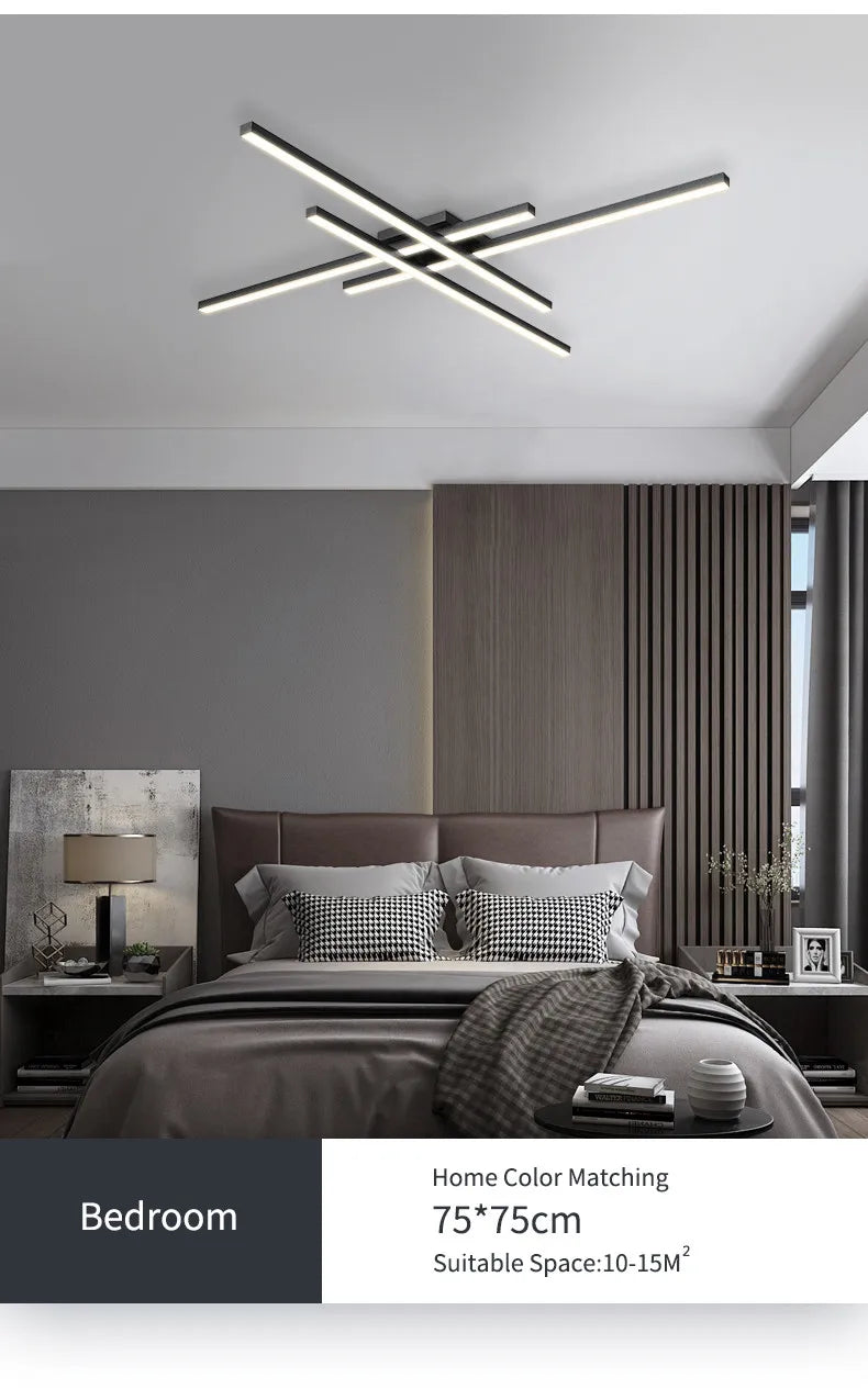 DecorBites™ Modern Black LED Chandelier Lights for Bedroom and Living Room
