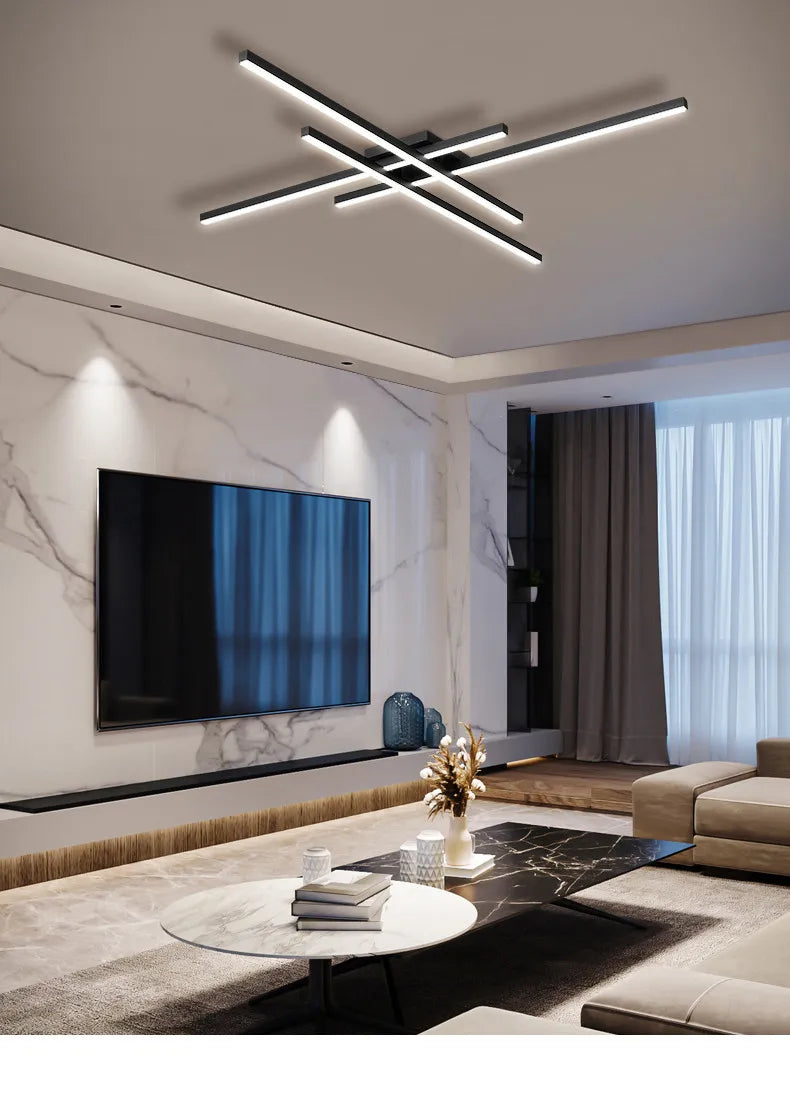 DecorBites™ Modern Black LED Chandelier Lights for Bedroom and Living Room