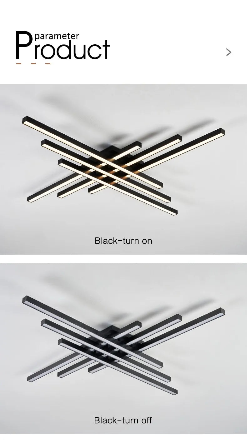 DecorBites™ Modern Black LED Chandelier Lights for Bedroom and Living Room