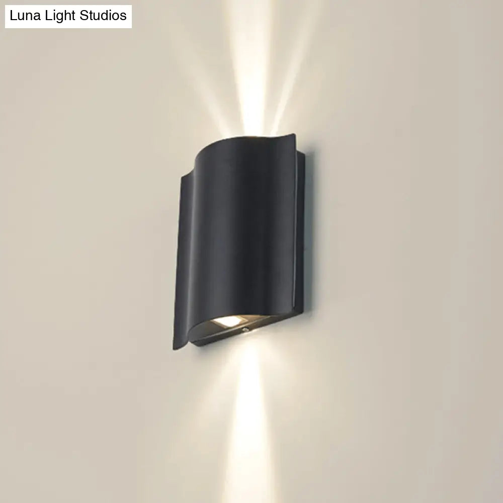 DecorBites™ Modern Black LED Patio Sconce Lamp - 2/4/6-Light Flush Mount Wall Light with Wavy Metal Shade, Warm/White Light