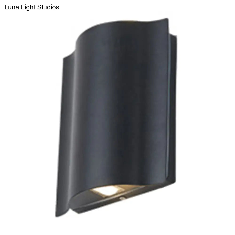 DecorBites™ Modern Black LED Patio Sconce Lamp - 2/4/6-Light Flush Mount Wall Light with Wavy Metal Shade, Warm/White Light