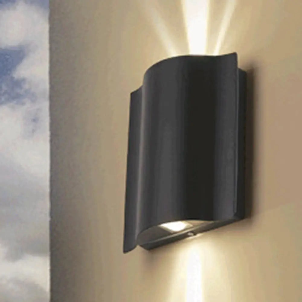 DecorBites™ Modern Black LED Patio Sconce Lamp - 2/4/6-Light Flush Mount Wall Light with Wavy Metal Shade, Warm/White Light