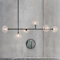 DecorBites™ Modern Black Metal Chandelier with Glass Bubble Shade – 6-Light Restaurant Hanging Pendant for Stylish Ambiance