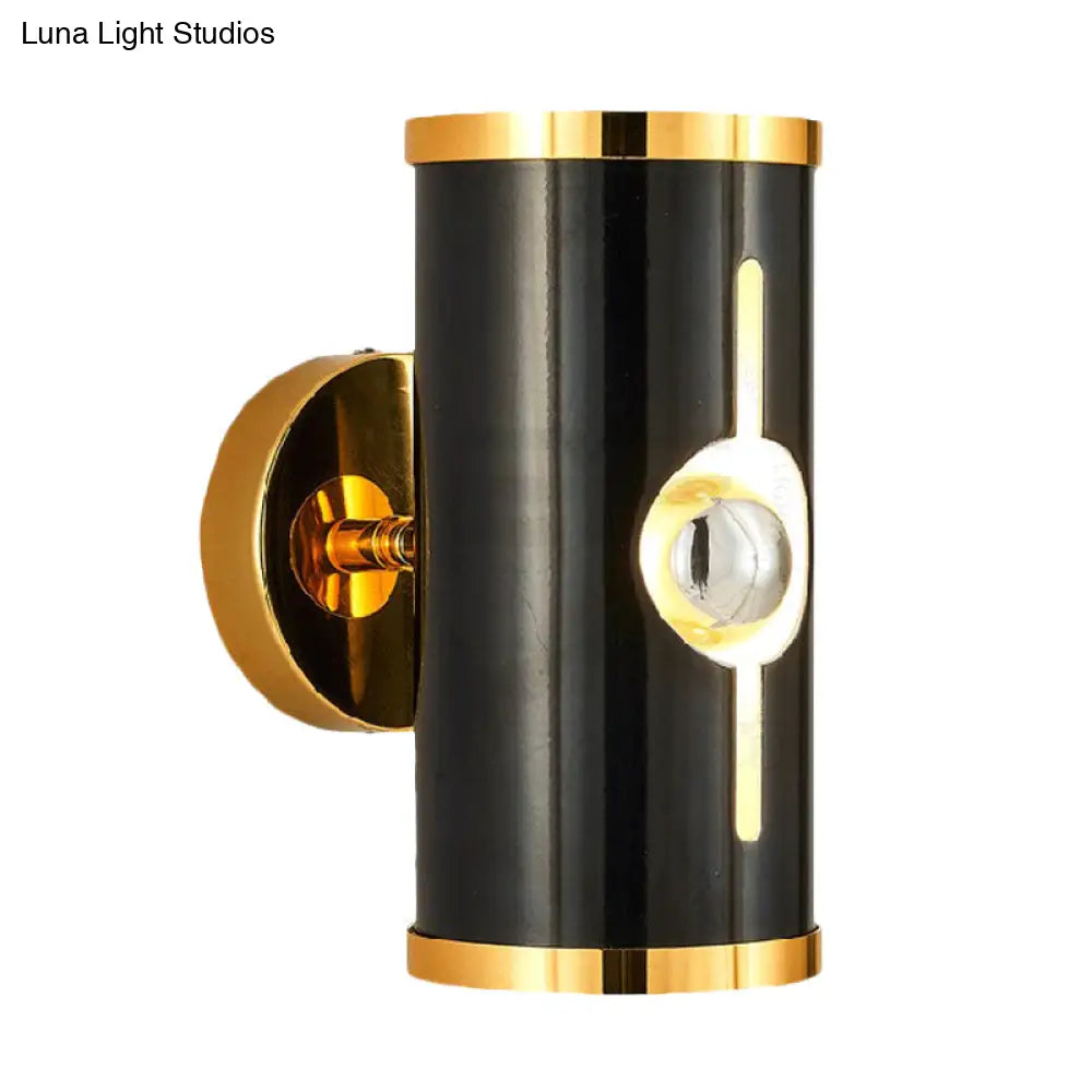 DecorBites™ Modern Black Metal Cylinder Wall Sconce - 1 Head, Up and Down Lighting