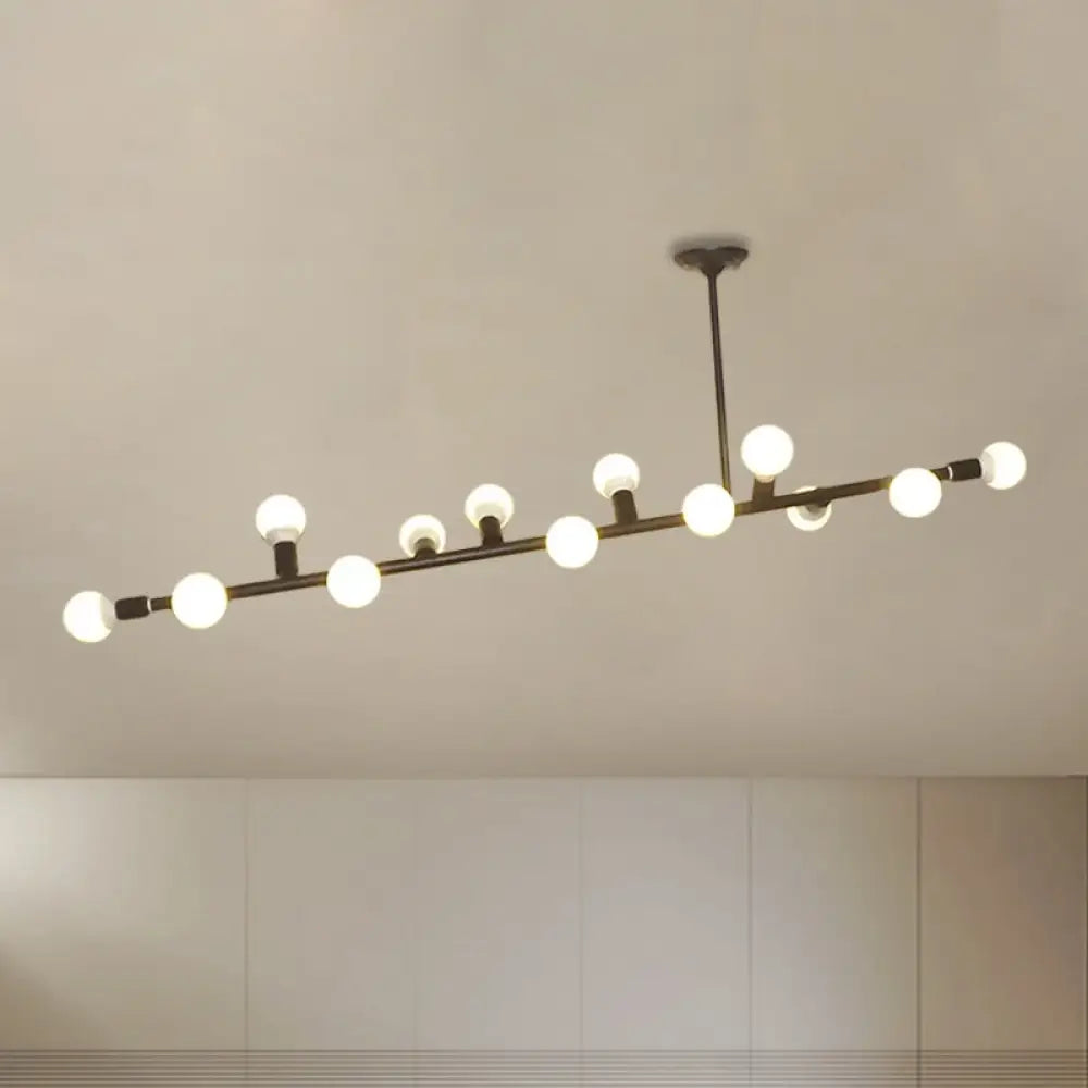 DecorBites™ Modern Black Open Bulb Island Light with 7/13 Metal Lights - Simple Ceiling Lamp